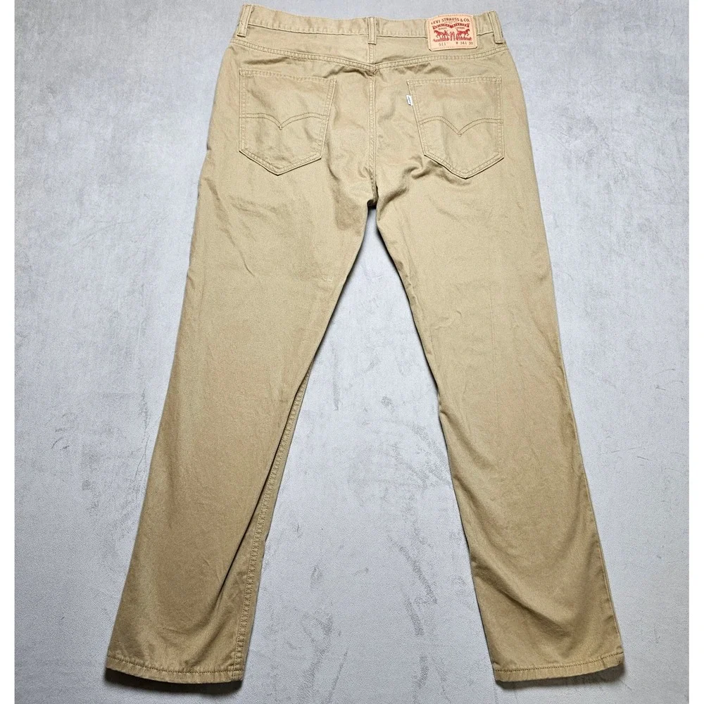 Levis 511‎ Slim Fit Khaki Tan Chino Pants Mens 34x30 51185-0044